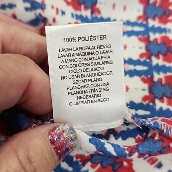 Valerie Stevens women's boho 3/4 bell sleeve Red, white, and blue top. Medium - Picture 7 of 9